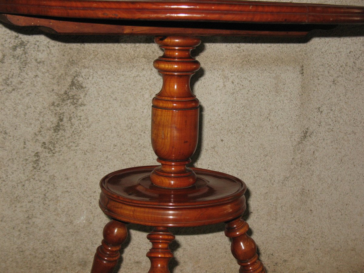 Restoration Period Tripod Pedestal Table In Solid Cherry Wood 19th-photo-3