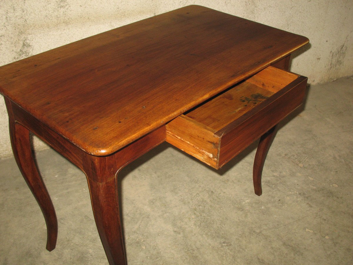 18th Louis XV Period Writing Table In Blond Walnut With One Drawer-photo-5