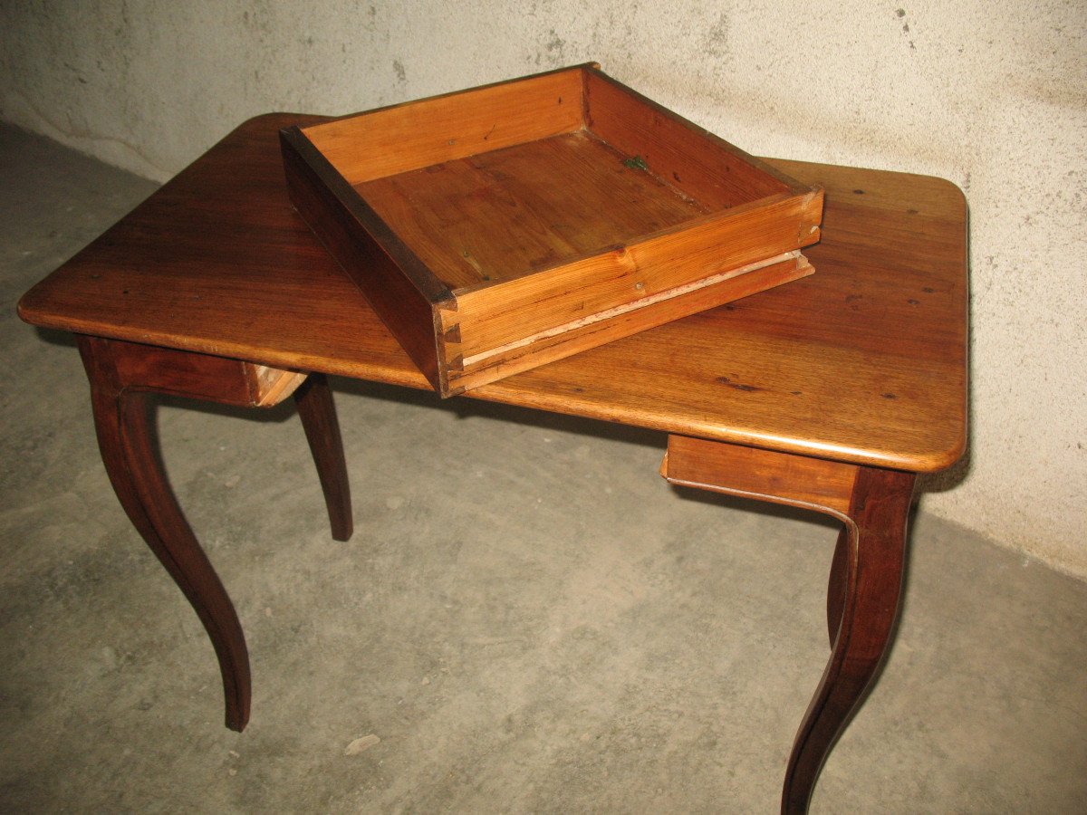 18th Louis XV Period Writing Table In Blond Walnut With One Drawer-photo-6