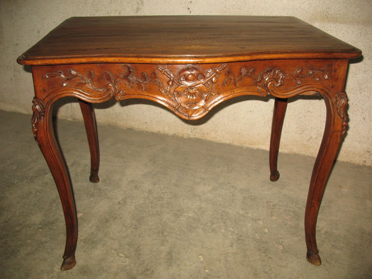 Louis XV Period Provençal Console In Honey-tone Walnut, Curved And Sculpted, 18th Century-photo-7