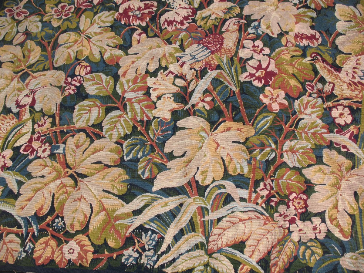 Tapisserie style Renaissance verdure aux oiseaux époque 20ème parfait état 183 x 119 cm-photo-3