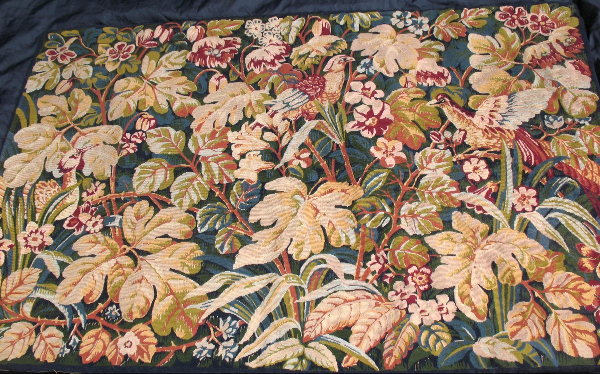 Tapisserie style Renaissance verdure aux oiseaux époque 20ème parfait état 183 x 119 cm