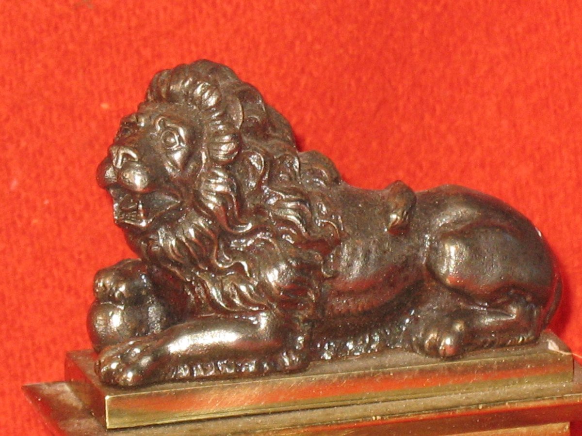 Fireplace Front, Bronze Arched Fireplace Bar With Pair Of Lions, 19th Century-photo-2