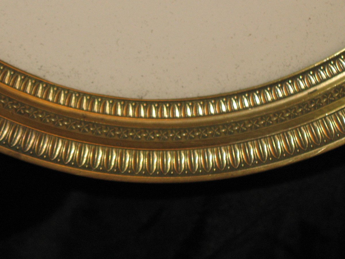 Large Round Bronze Frame In Empire Style, 19th Century D: 28.5 Cm-photo-2