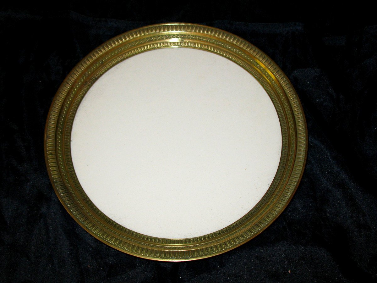 Large Round Bronze Frame In Empire Style, 19th Century D: 28.5 Cm-photo-3