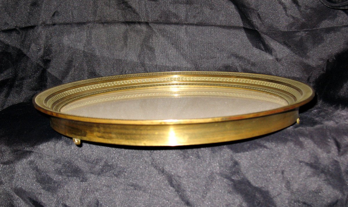 Large Round Bronze Frame In Empire Style, 19th Century D: 28.5 Cm-photo-2