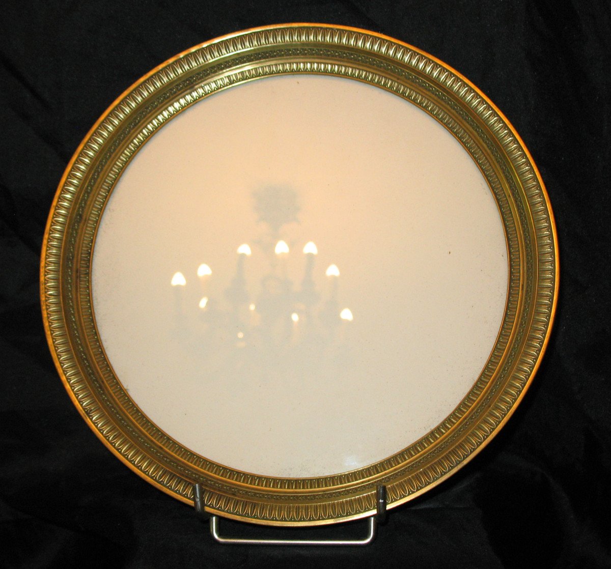 Large Round Bronze Frame In Empire Style, 19th Century D: 28.5 Cm