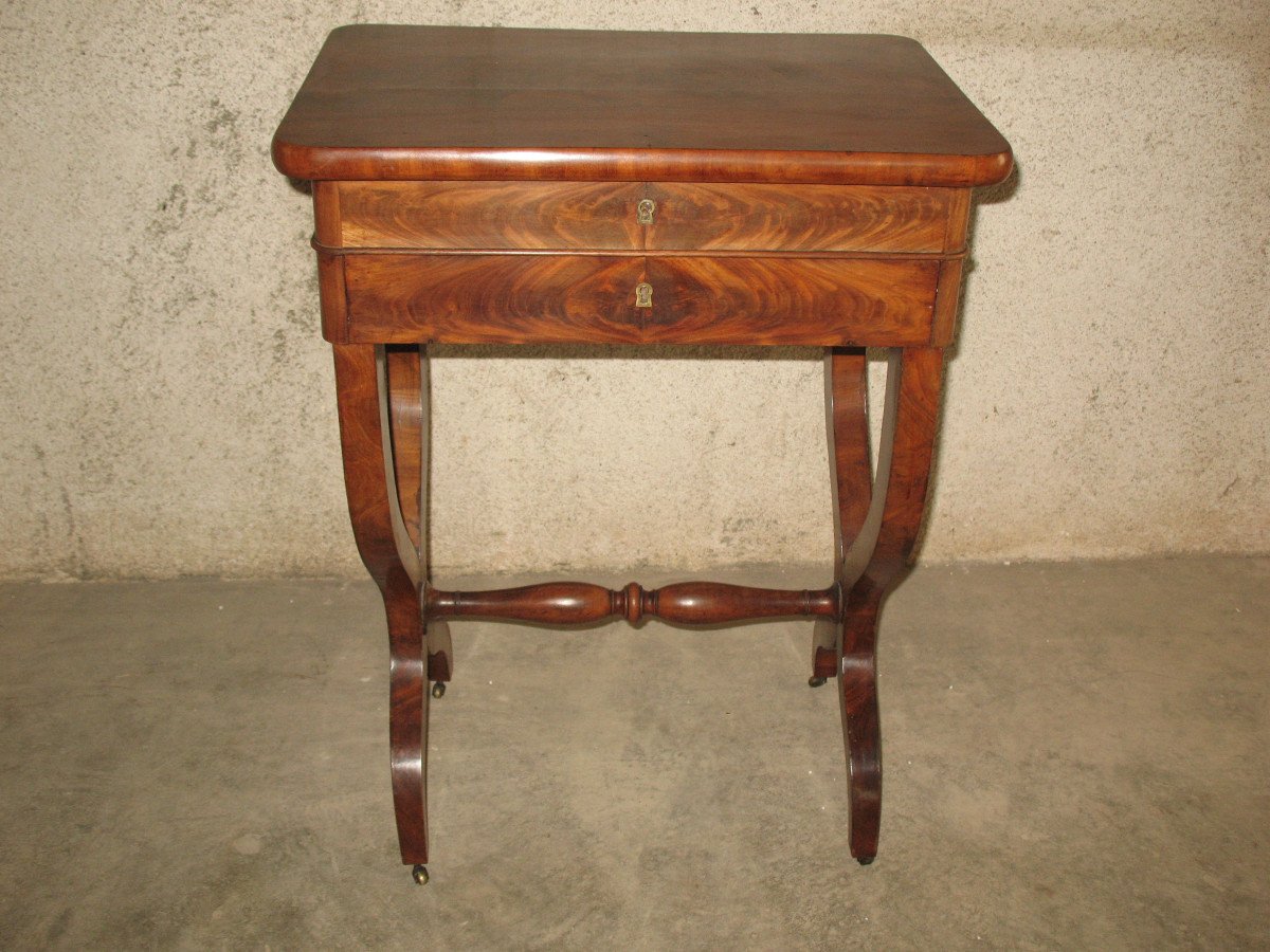 Empire Style Work Table In Cuban Mahogany, Mid-19th Century-photo-2