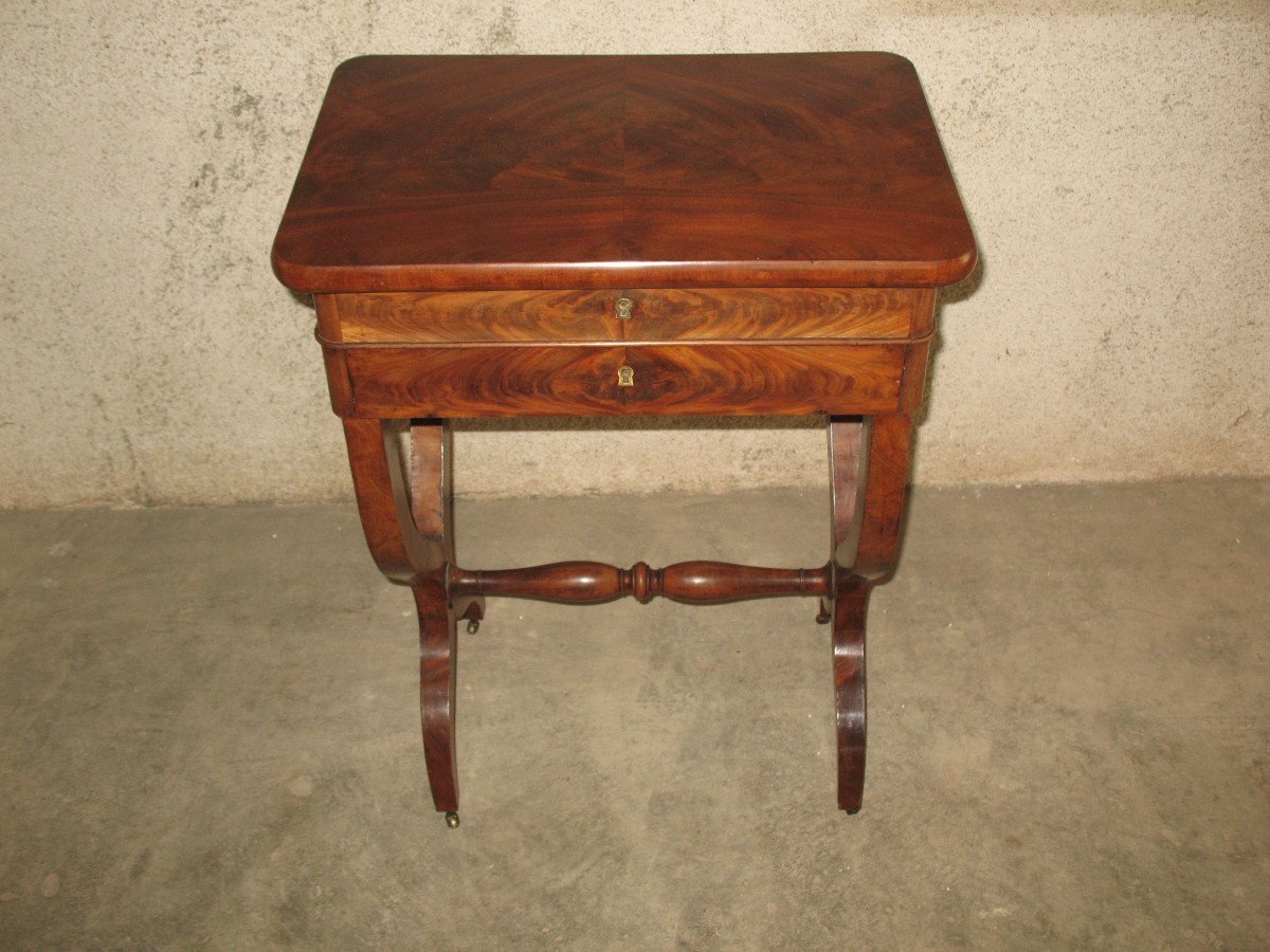 Empire Style Work Table In Cuban Mahogany, Mid-19th Century-photo-3