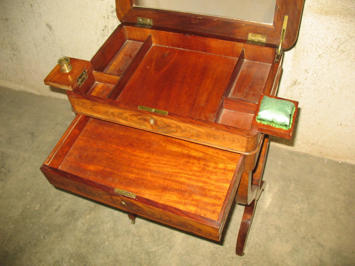 Empire Style Work Table In Cuban Mahogany, Mid-19th Century-photo-3