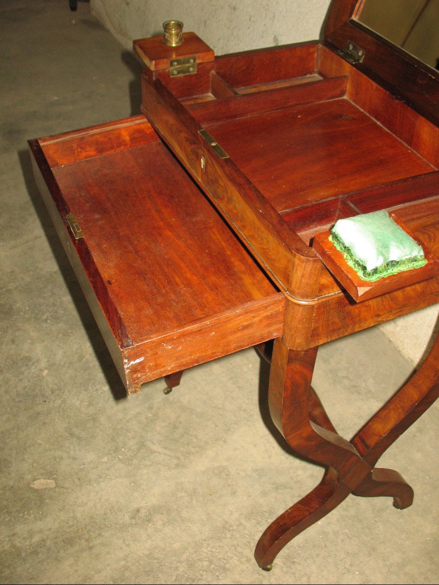 Empire Style Work Table In Cuban Mahogany, Mid-19th Century-photo-6