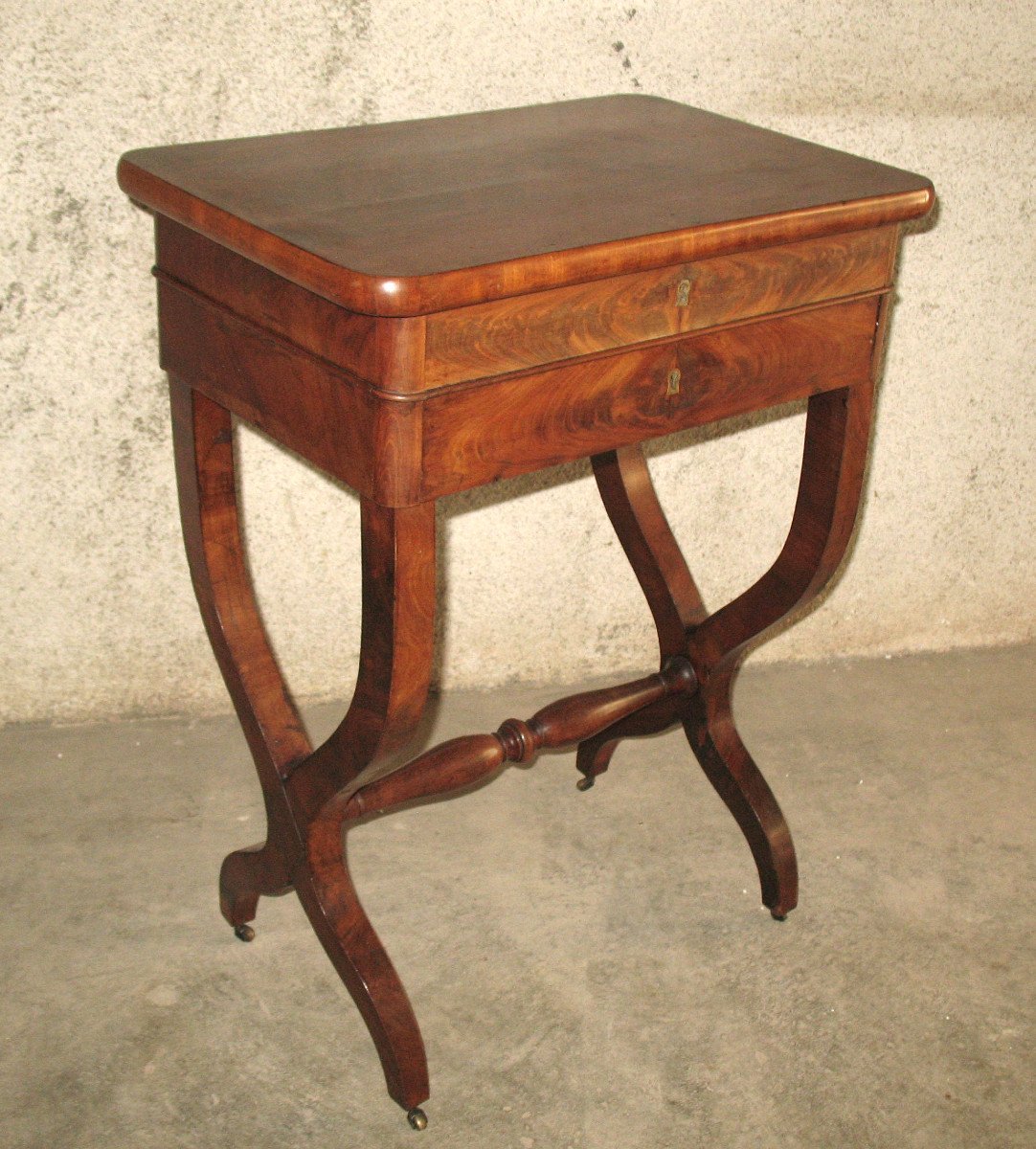 Empire Style Work Table In Cuban Mahogany, Mid-19th Century