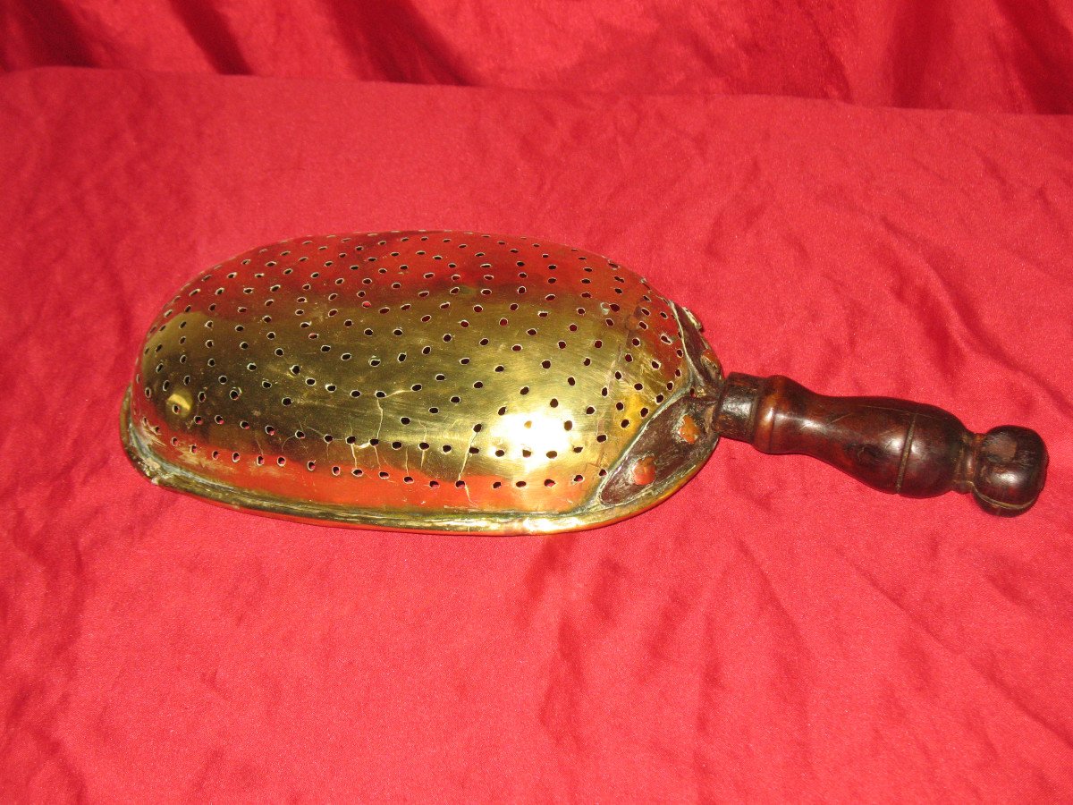 18th Century Brass Curd Strainer-photo-1