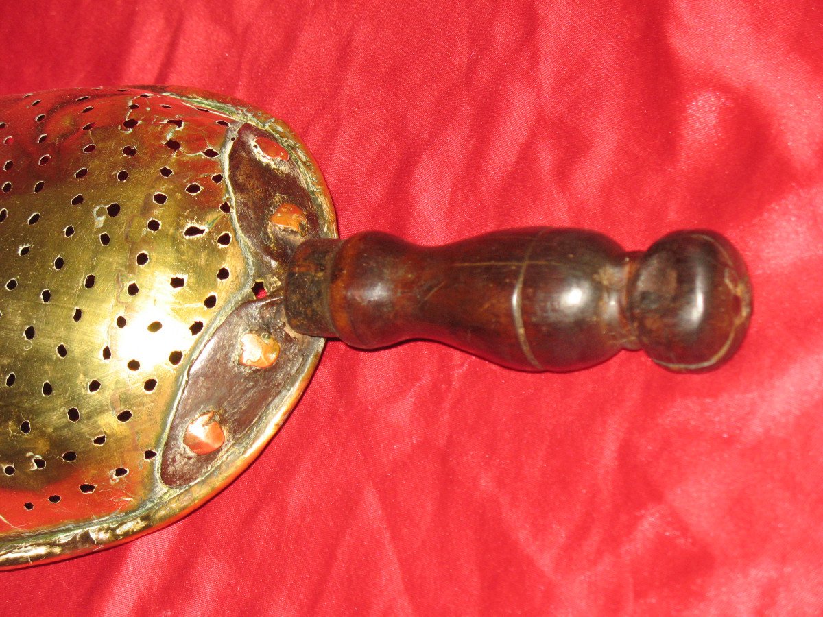 18th Century Brass Curd Strainer-photo-2