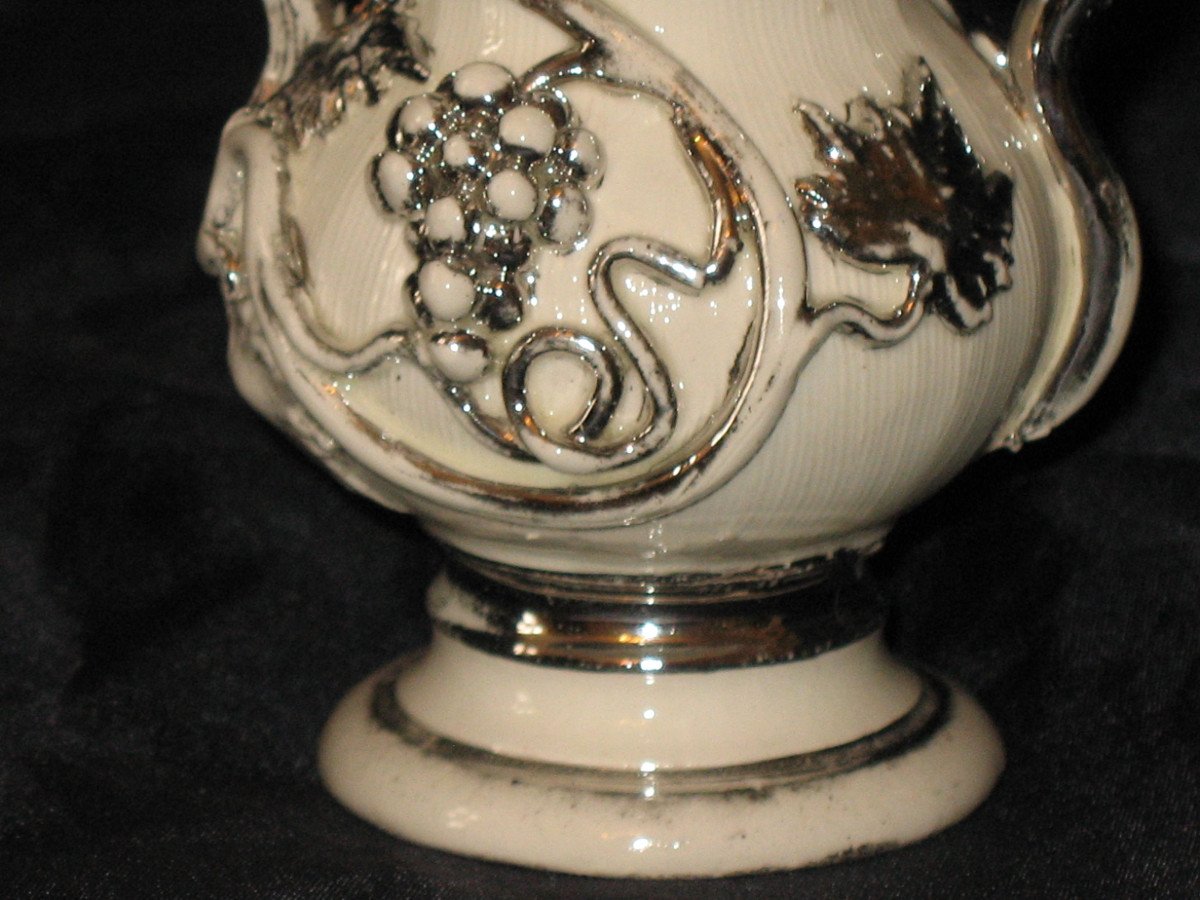 Langeais Earthenware Vase Decorated With Bunches Of Grapes, Signed Cb, 19th Century-photo-2