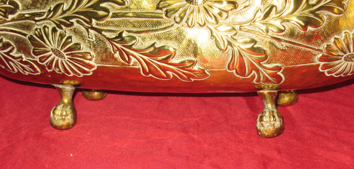 Brass Planter With Floral Decoration, 19th Century Napoleon III-photo-4