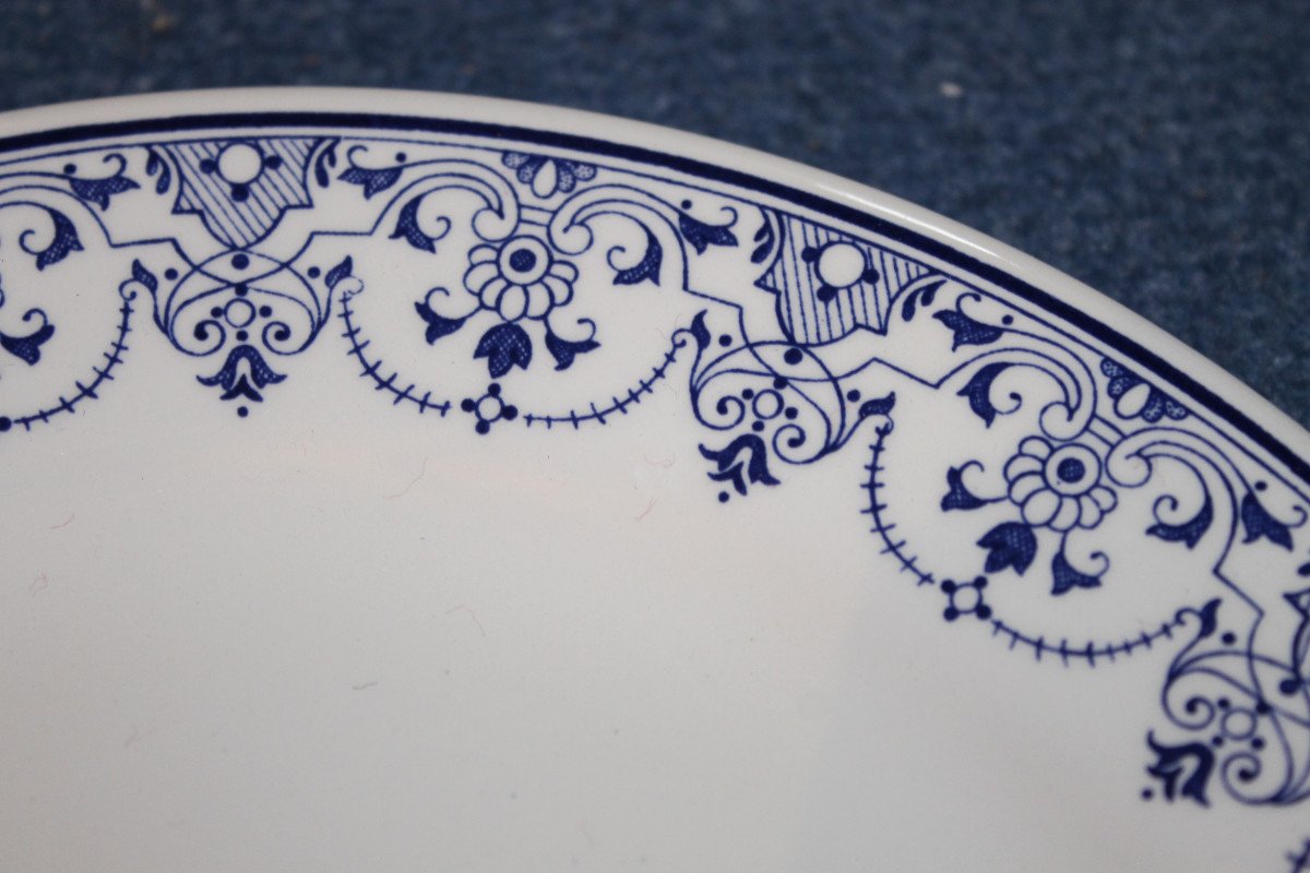 22 Gien Earthenware Dessert Plates With Rouen Coat Of Arms Decoration, 20th Century. Perfect Condition.-photo-2