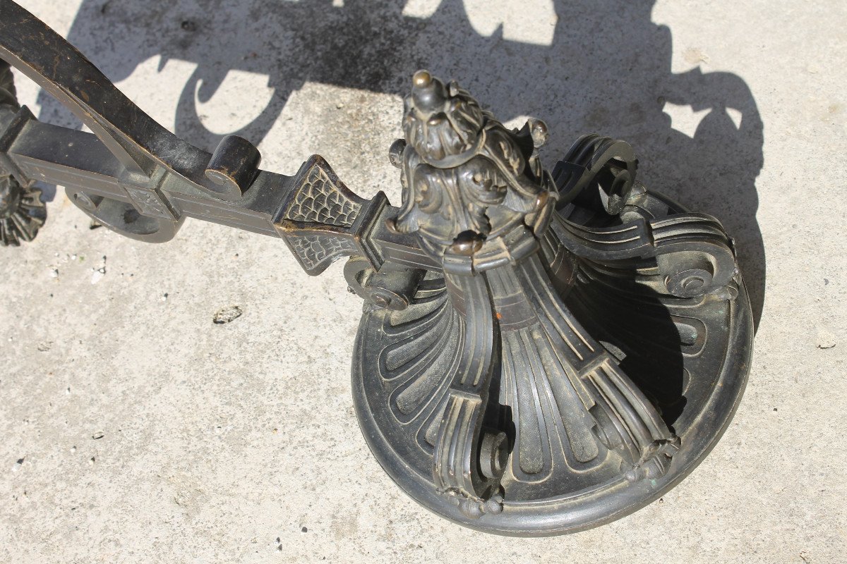 Pair Of Louis XIV Style Chiseled Bronze Lamp Holders, 19th Century-photo-4