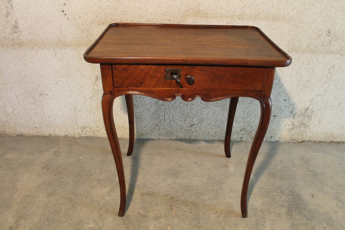 Louis XV Bordeaux Cabaret Table In Mahogany And Cherry Wood With 1 Drawer 18th Century Port Furniture-photo-3