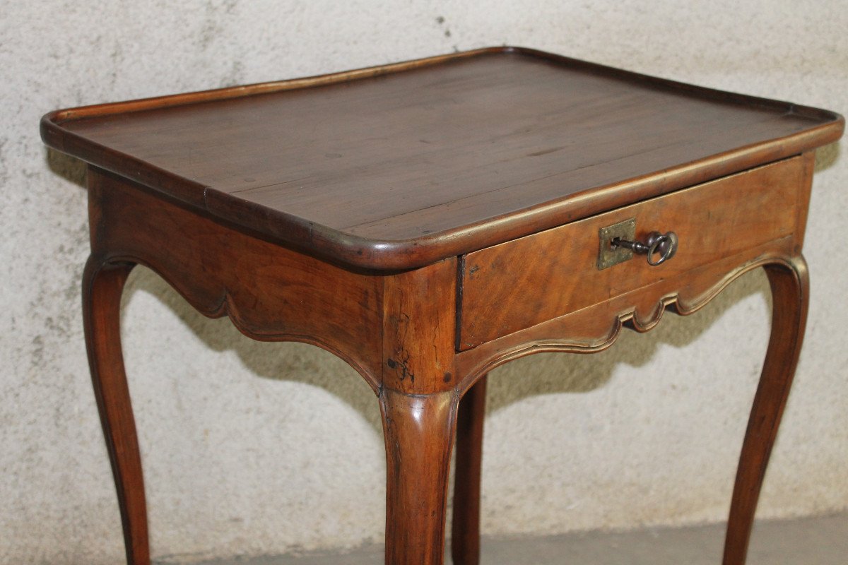 Louis XV Bordeaux Cabaret Table In Mahogany And Cherry Wood With 1 Drawer 18th Century Port Furniture-photo-4