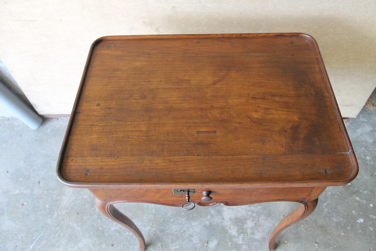 Louis XV Bordeaux Cabaret Table In Mahogany And Cherry Wood With 1 Drawer 18th Century Port Furniture-photo-6