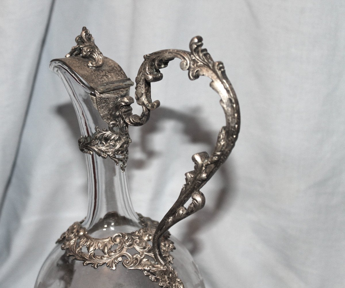 Louis XV Style Engraved Glass Ewer, 19th Century-photo-6