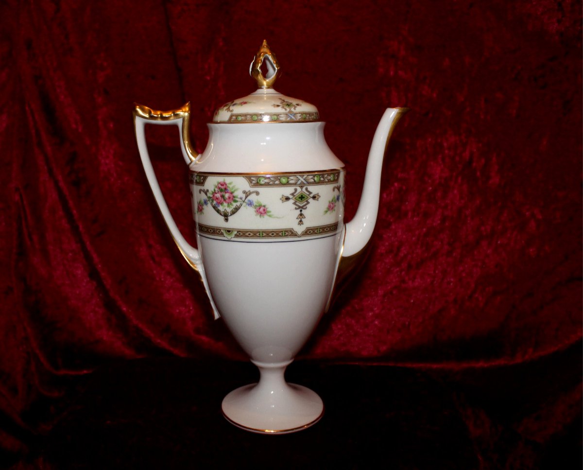 Limoges Porcelain Tea Service With Floral Decoration, Early 20th Century, Perfect Condition-photo-2