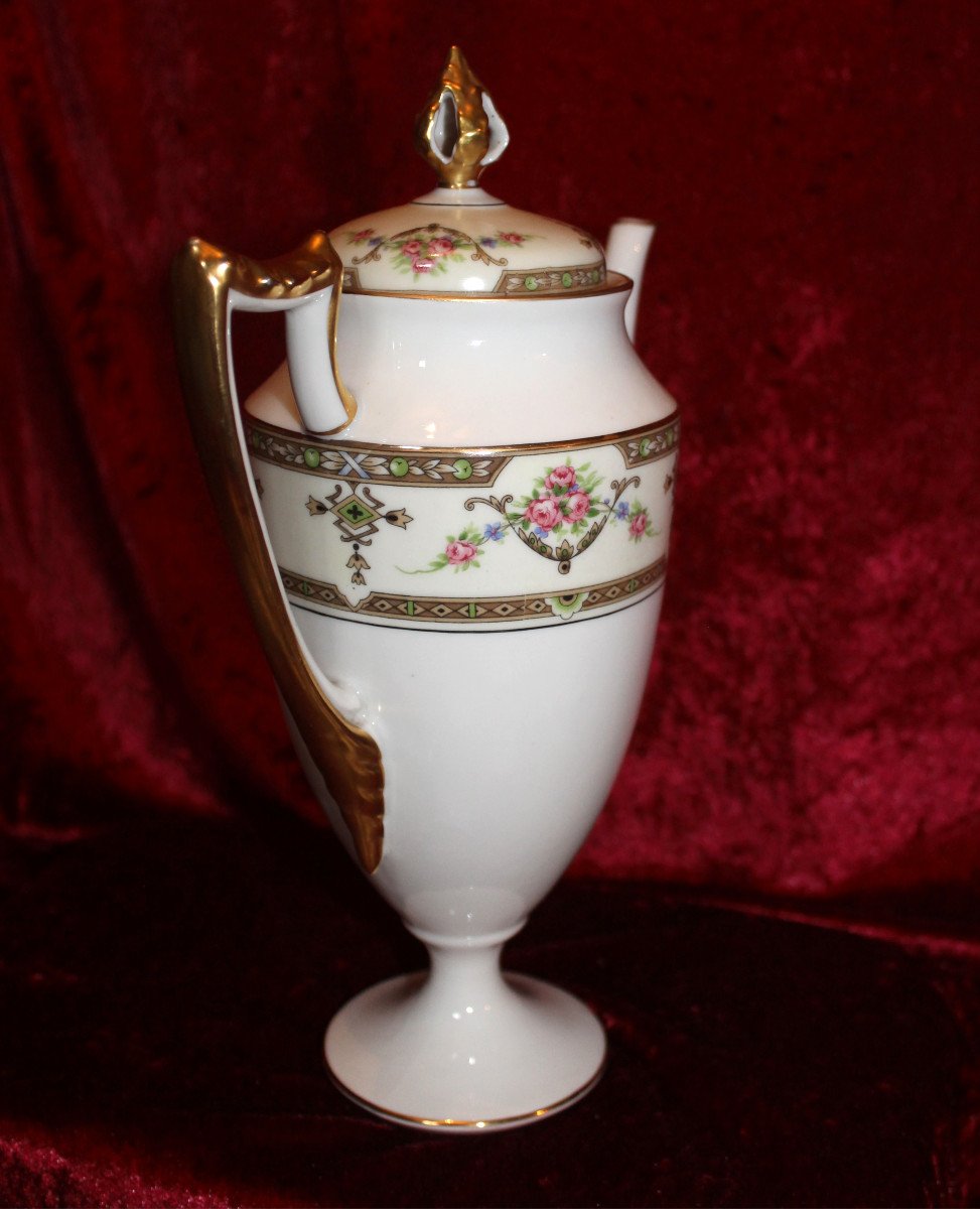 Limoges Porcelain Tea Service With Floral Decoration, Early 20th Century, Perfect Condition-photo-1