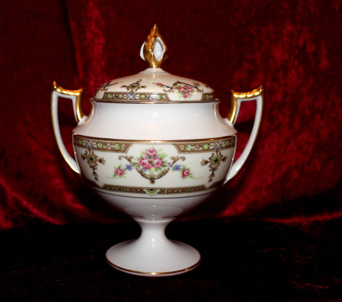 Limoges Porcelain Tea Service With Floral Decoration, Early 20th Century, Perfect Condition-photo-3