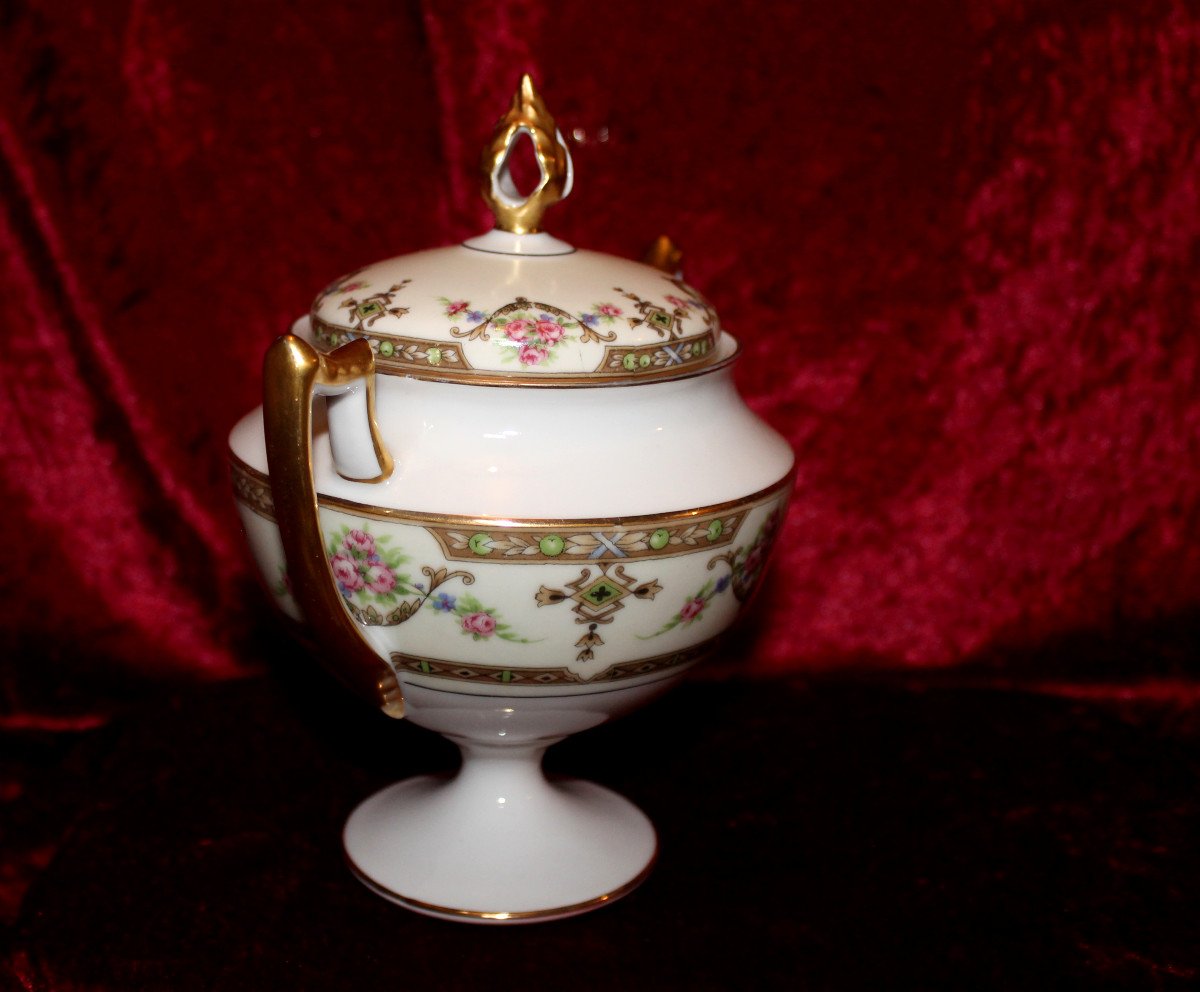 Limoges Porcelain Tea Service With Floral Decoration, Early 20th Century, Perfect Condition-photo-4