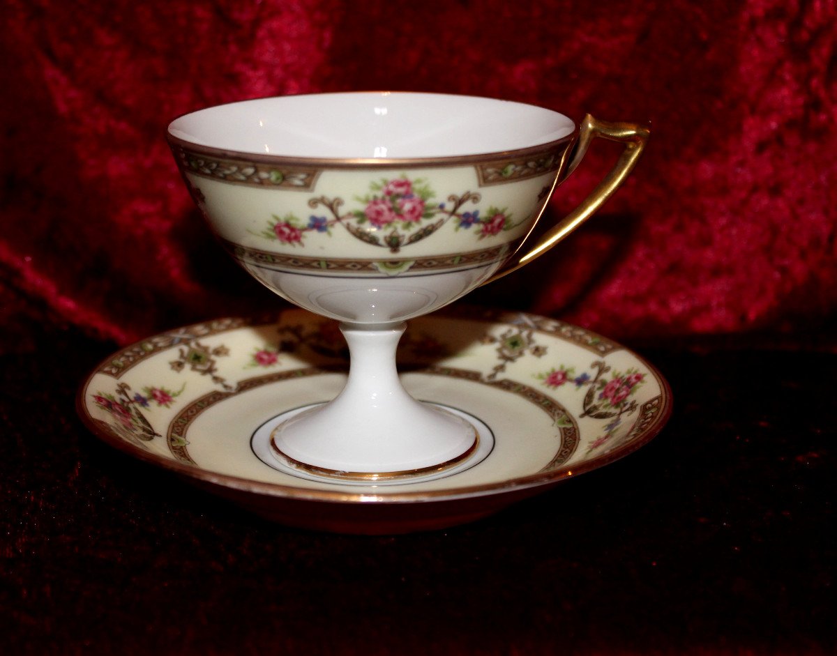 Limoges Porcelain Tea Service With Floral Decoration, Early 20th Century, Perfect Condition-photo-6