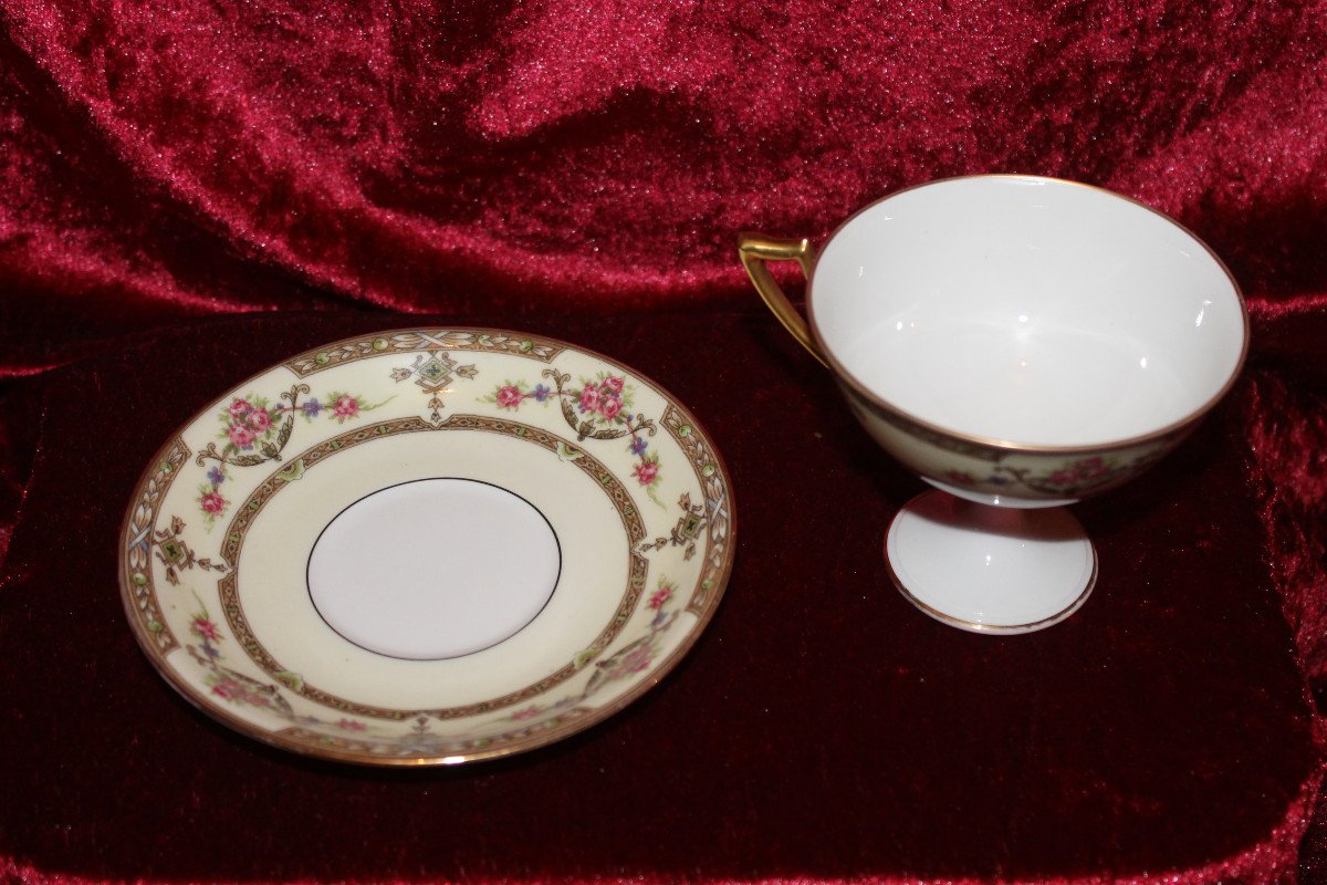 Limoges Porcelain Tea Service With Floral Decoration, Early 20th Century, Perfect Condition-photo-7