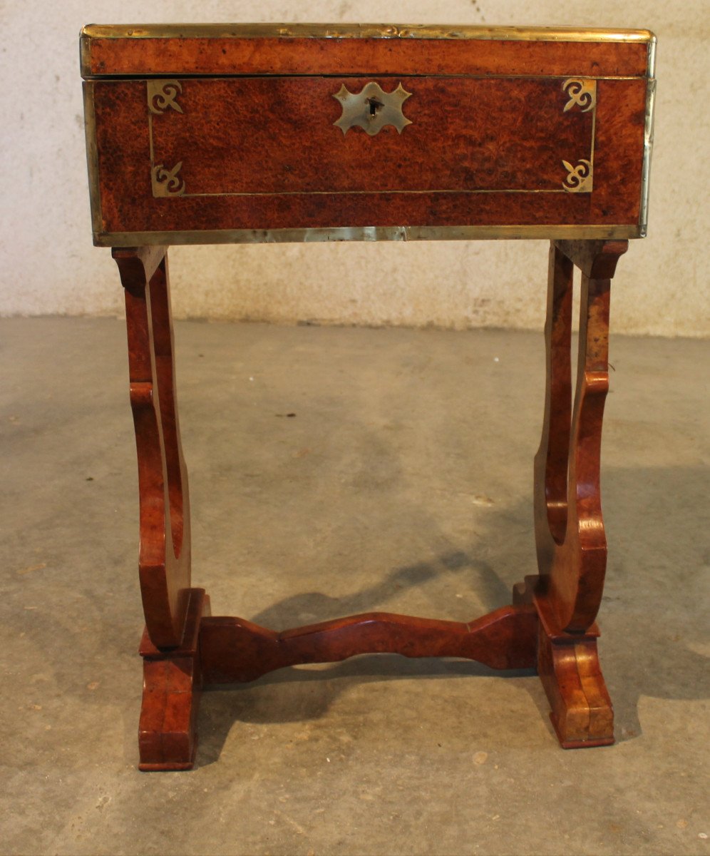 Charles X Transformable Travel Desk In Burr Walnut, 19th Century-photo-4