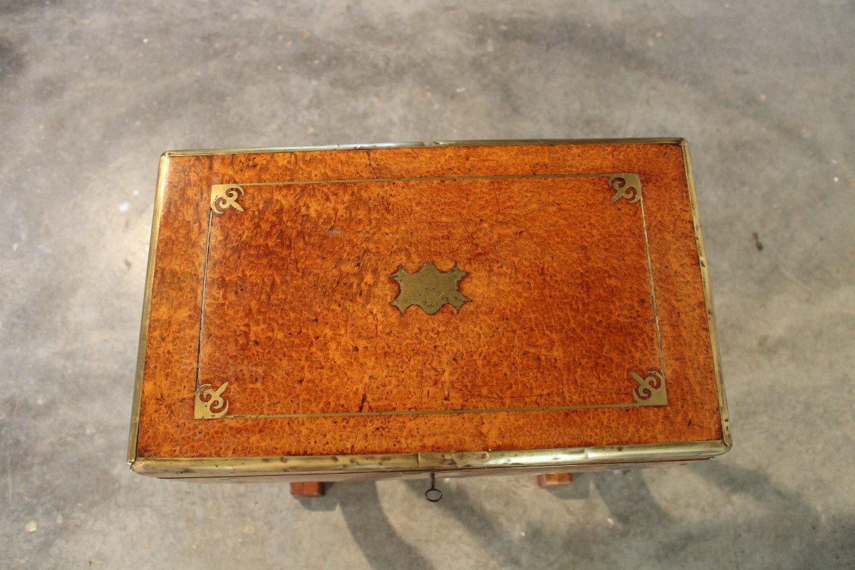 Charles X Transformable Travel Desk In Burr Walnut, 19th Century-photo-2