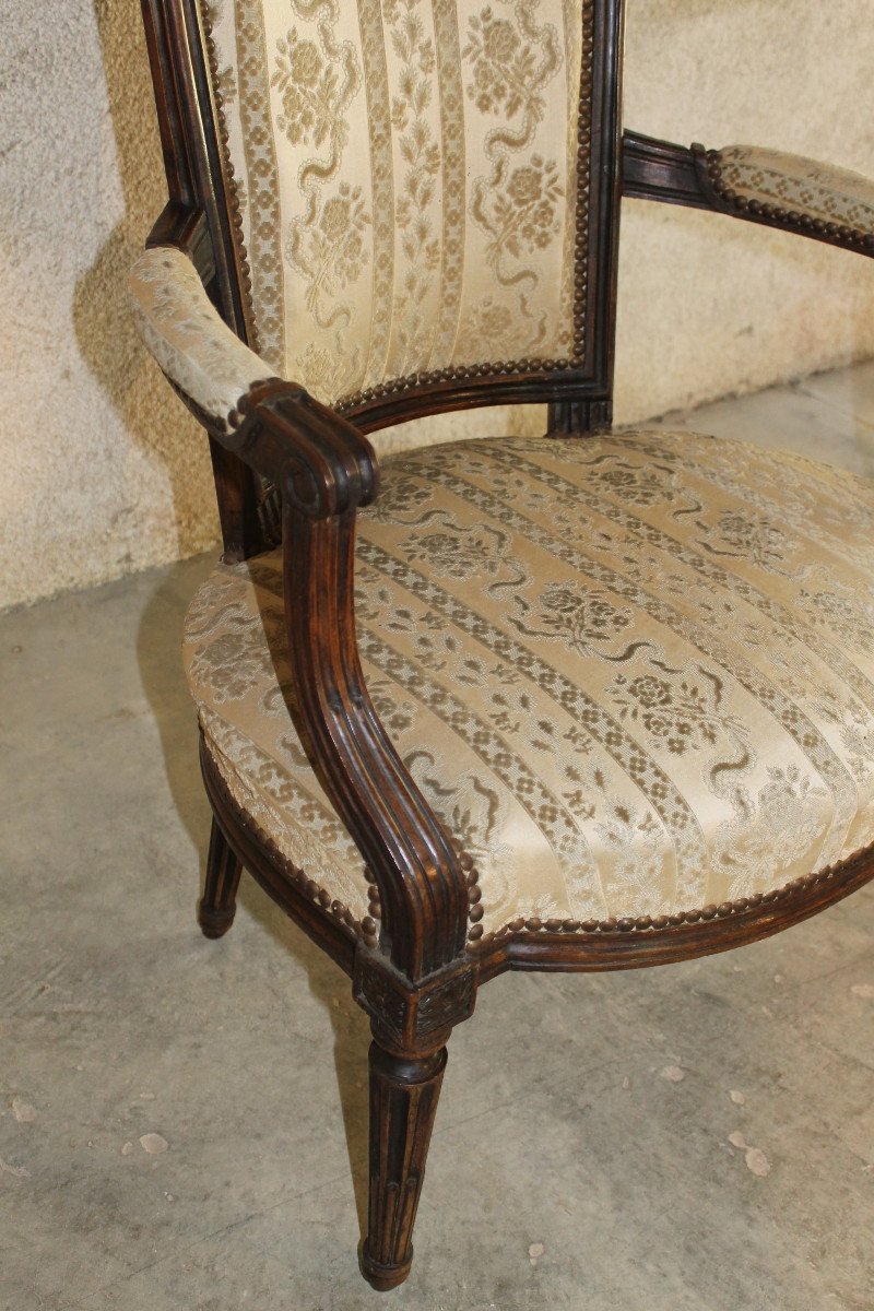 3 fauteuils Louis XVI en hêtre sculpté et mouluré époque fin 18ème-photo-3