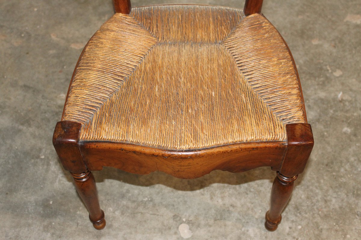 Set Of 4 Cherry Straw Chairs, 19th Century Restoration Period-photo-5