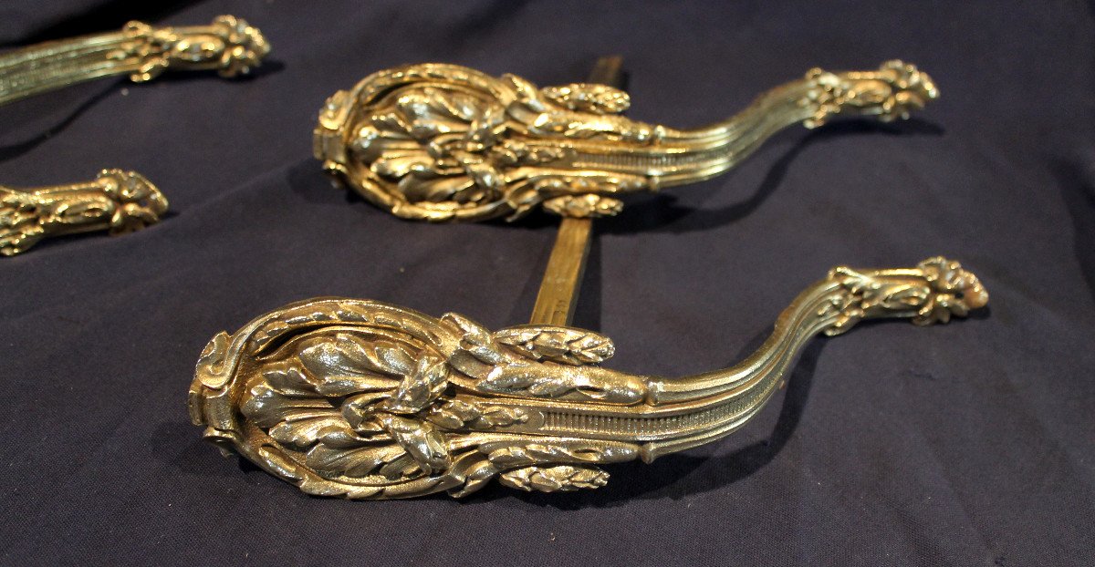 4 Bronze Curtain Tiebacks Louis XVI Style 19th Century Bronze Furniture Decoration-photo-2