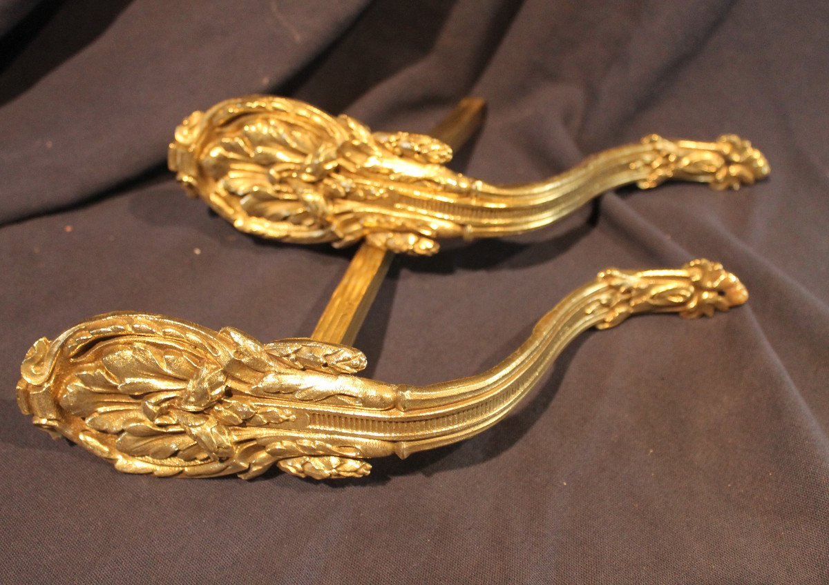 4 Bronze Curtain Tiebacks Louis XVI Style 19th Century Bronze Furniture Decoration-photo-4