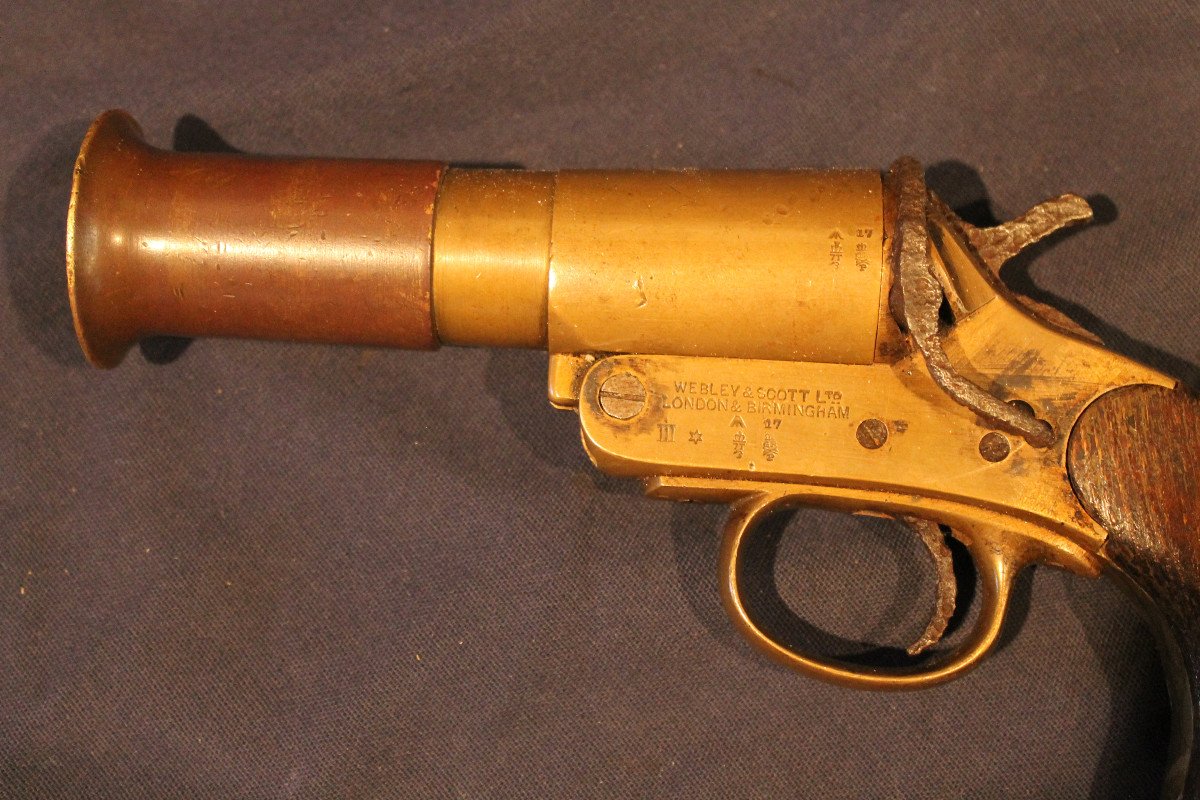 Royal Navy Webley & Scott Flare Gun Dated 1917 British Army -photo-2