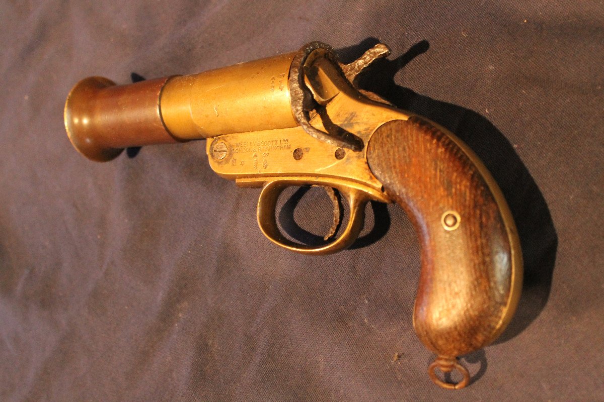 Royal Navy Webley & Scott Flare Gun Dated 1917 British Army -photo-2