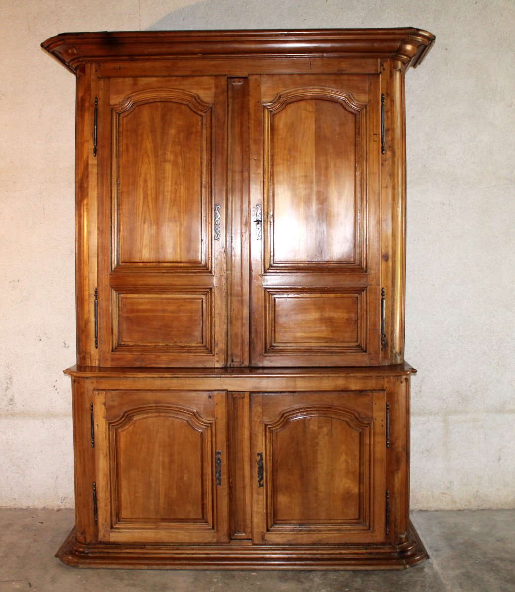 Two-part Sideboard In Fruitwood Paneling, Louis XIV Period, Early 18th Century. Origin: Ile De France.-photo-2