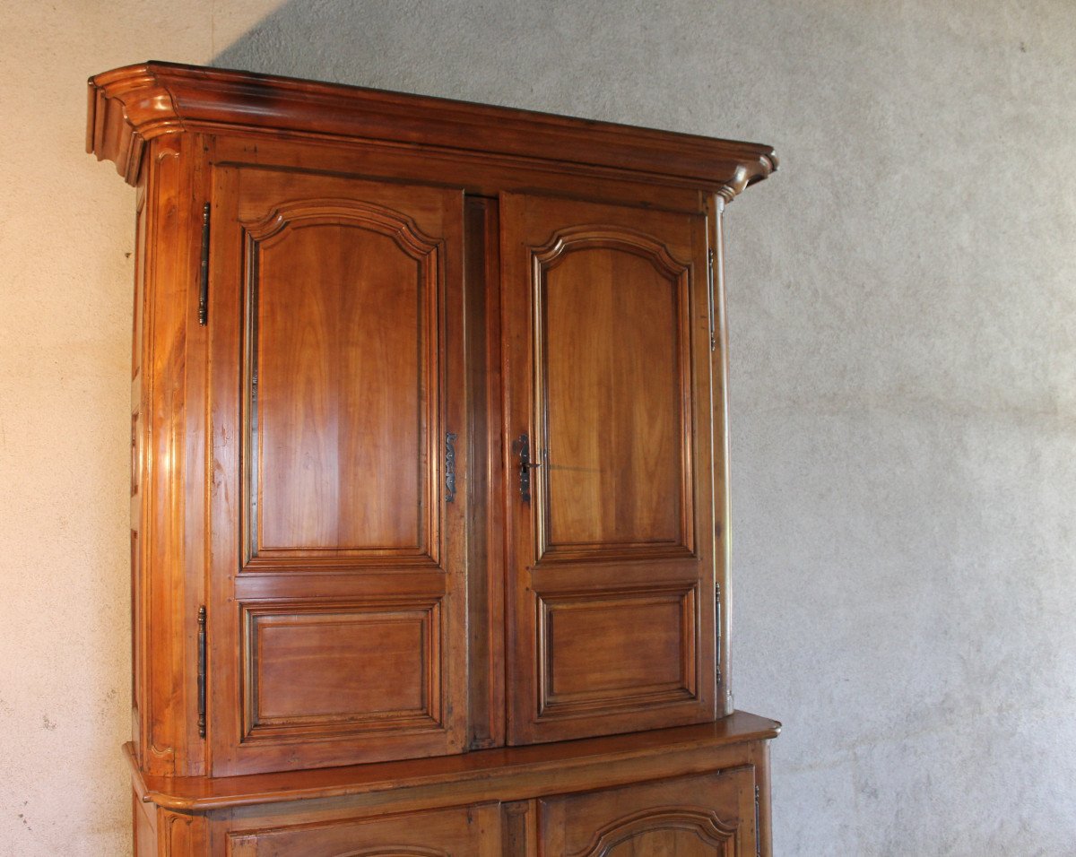 Two-part Sideboard In Fruitwood Paneling, Louis XIV Period, Early 18th Century. Origin: Ile De France.-photo-3