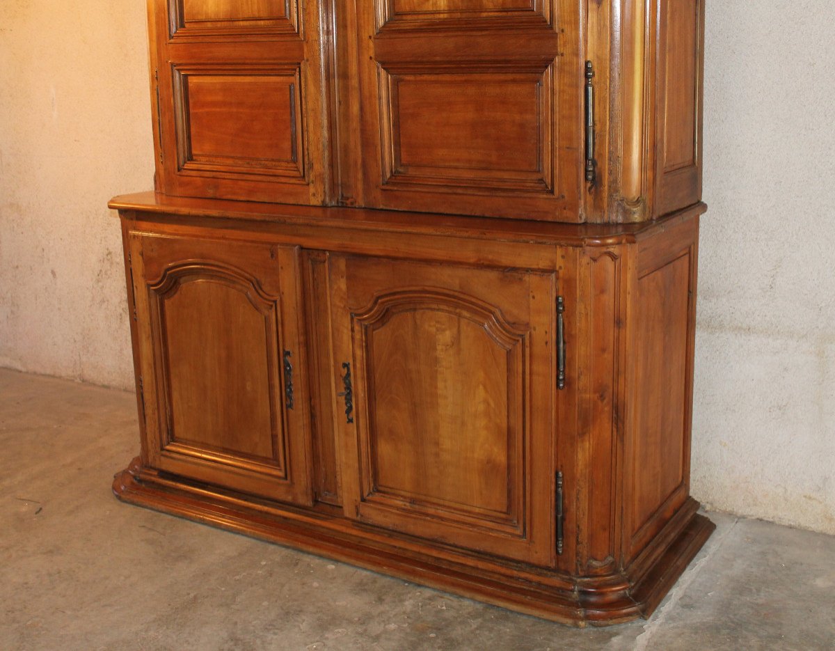 Two-part Sideboard In Fruitwood Paneling, Louis XIV Period, Early 18th Century. Origin: Ile De France.-photo-1