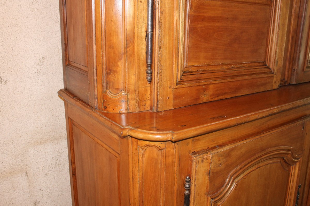 Two-part Sideboard In Fruitwood Paneling, Louis XIV Period, Early 18th Century. Origin: Ile De France.-photo-4