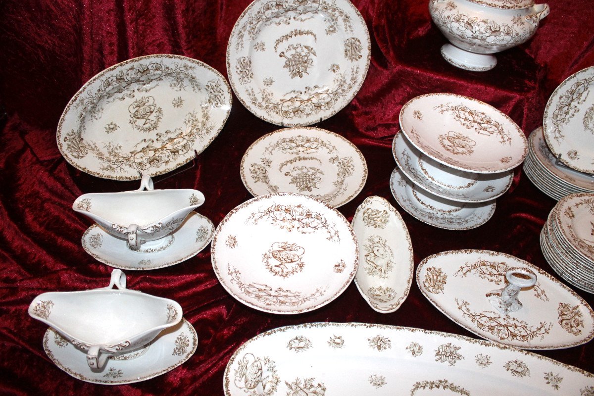 Choisy Le Roi Earthenware Table Service Decorated With Musical Instruments In The Louis XVI Style-photo-2