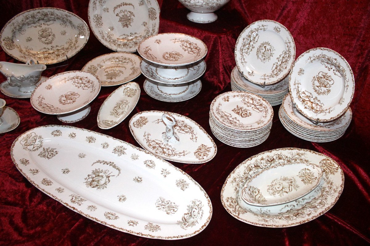 Choisy Le Roi Earthenware Table Service Decorated With Musical Instruments In The Louis XVI Style-photo-3