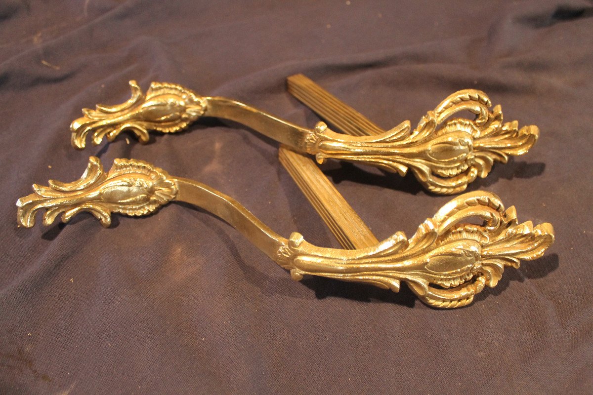 Pair Of Louis XV Style Bronze Curtain Tiebacks, 19th Century Height: 33.5 Cm-photo-3