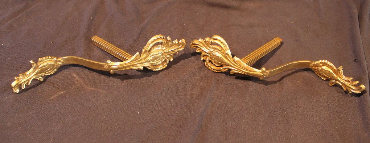 Pair Of Louis XV Style Bronze Curtain Tiebacks, 19th Century Height: 33.5 Cm-photo-4