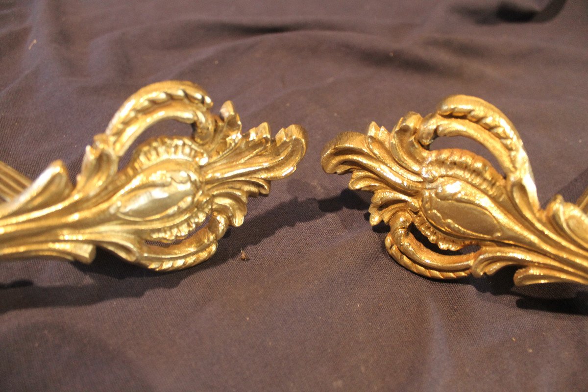 Pair Of Louis XV Style Bronze Curtain Tiebacks, 19th Century Height: 33.5 Cm-photo-5