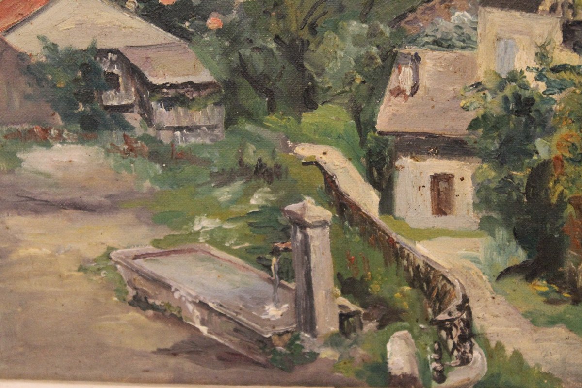 Paysage de Vailly près de Thonon-les-Bains Huile sur toile époque 20ème signée de Henri Huyard-photo-2